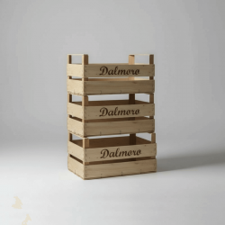 MELE - Cassette in legno accatastabili con manici 100% senza plastiche - 30x50cm altezza 20cm due fasce da 7cm